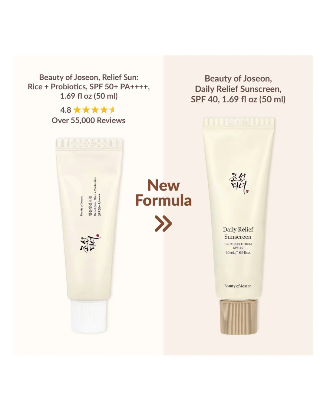 كريم واق من الشمس ريليف صن بخلاصة الارز والبروبيوتيك من بيوتي اوف جوسون - 50مل