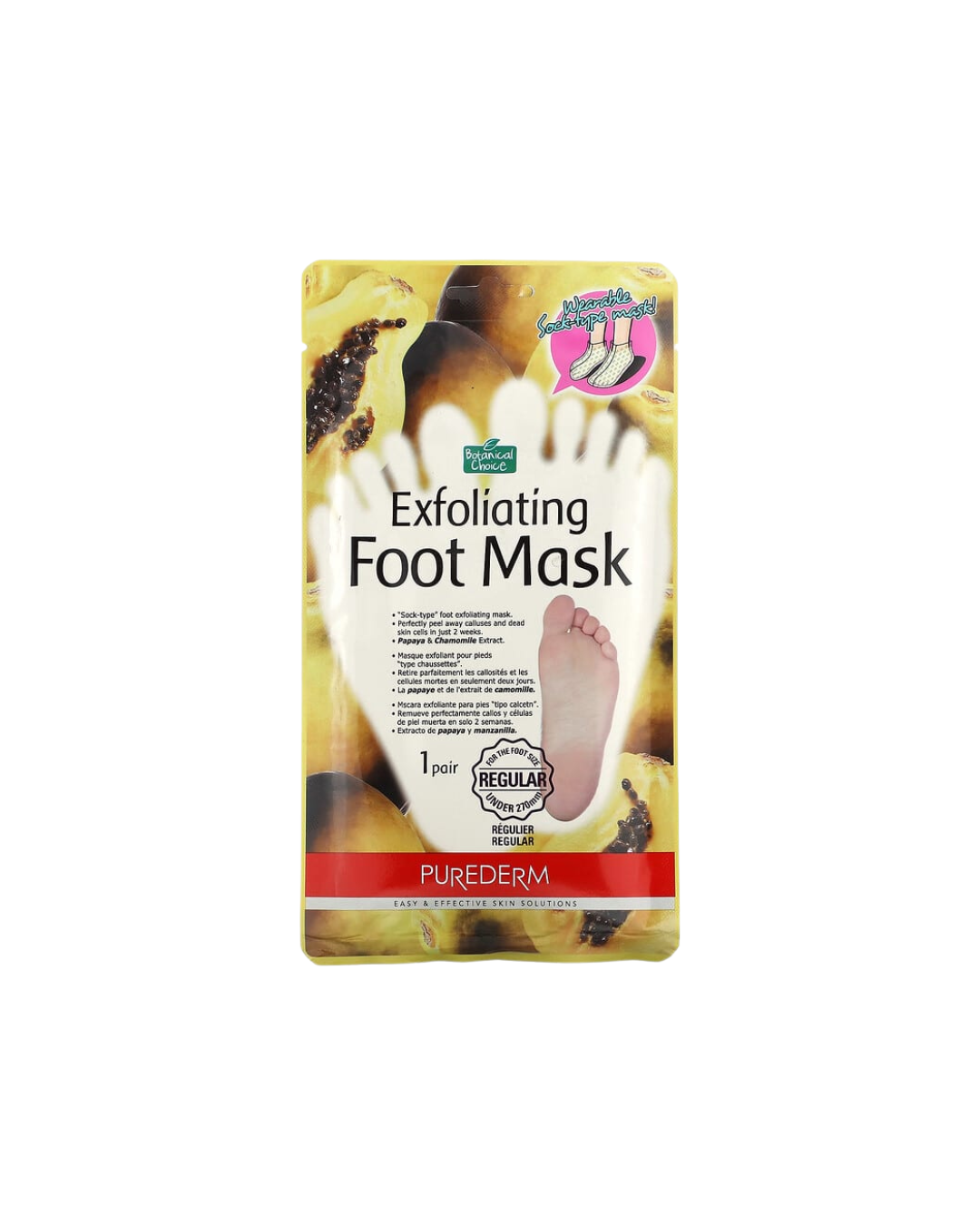 Purederm Exfoliating Foot Mask, White, 1 Mask