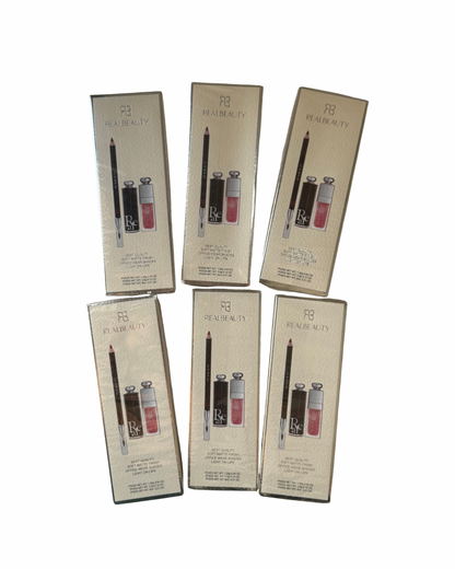 طقم روج ثلاث قطع ريل بيوتي (مرطب + محدد شفايف + روج ثابت) عدة درجات
