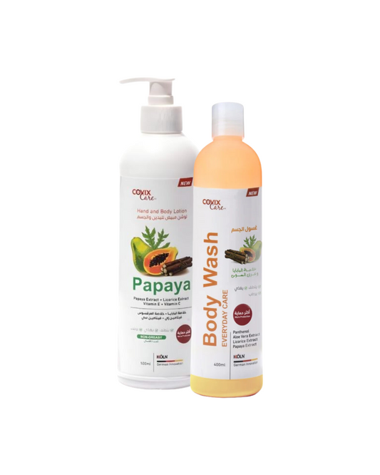 Hand and Body Whitening Lotion & Papaya & Licorice Body Wash Package