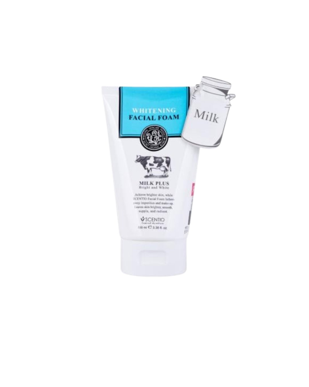 برايت اند وايت رغوة تفتيح الوجه ميلك بلس كيو 10 من سينتيو - 100 مل