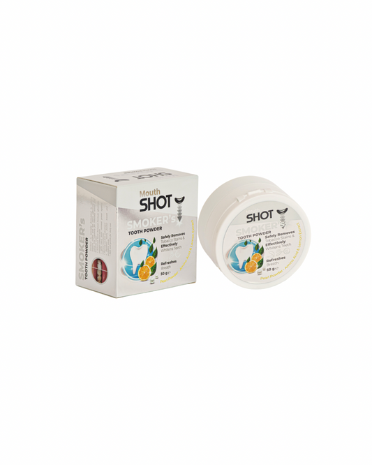بودرة تبييض الأسنان للمدخنين ماوث شوت – بخلاصة الليمون واللؤلؤ - من شوت 50 جرام