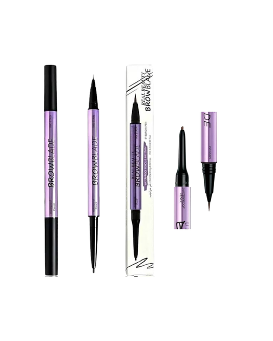 ريل بيوتي قلم حواجب سائل وجل مزدوج - بني غامق - الرقم 02