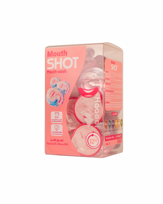 كبسولات غسول الفم المطورة بنكهة الكوتون كاندي من شوت – 20 قطعة 15 مل